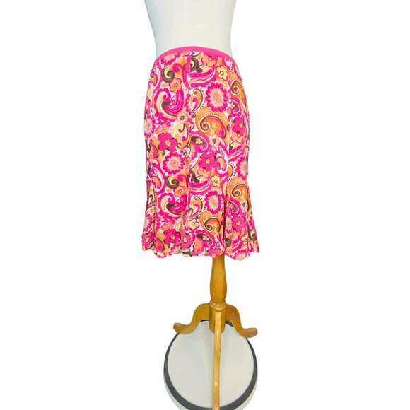 Sigrid Olsen A line Skirt Vintage Floral Womens Size 10 Side Zipper Loop & Hook - Picture 7 of 9